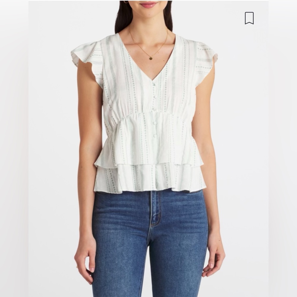 Flag and Anthem Regan Flutter Sleeve Tiered Blouse